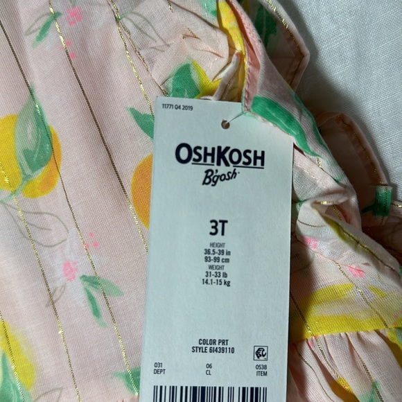 Oshkosh Lemon Print Ruffle Sleeve Flutter Dress - Picture 10 of 10